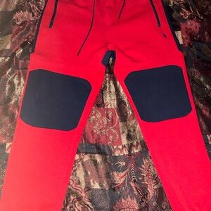 Polo Ralph Lauren Double Knit POLO RL67 Colorblock Red/Navy Blue Tracksuit Pants